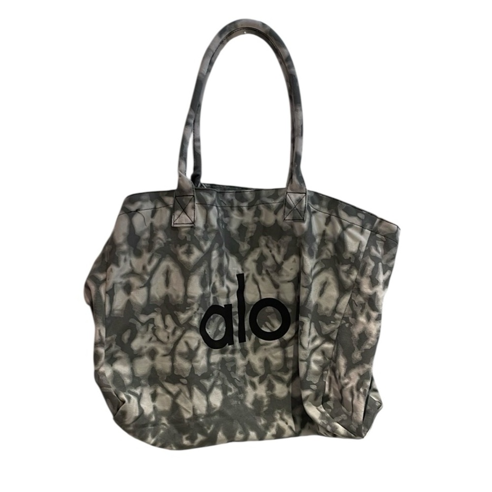 ALO Yoga Gray and Black Tote Bag with Elephant Print